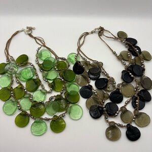 Set of 2 Bohemian Glass Beaded Statement Necklaces